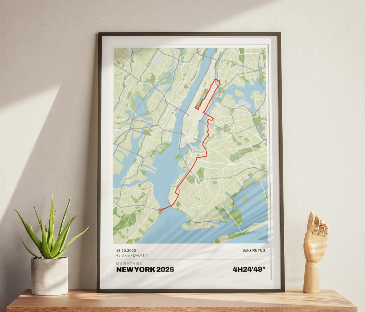 Framed Strava map poster